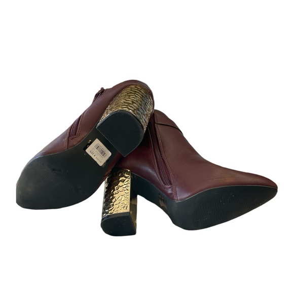 Charolette Russe Platform Ankle Boots Burgundy With Gold 4” Heels New No Box 8 - Picture 7 of 10